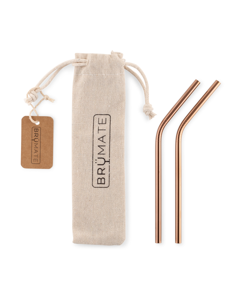 Stainless Steel Reusable Wine Straws | Rose Gold